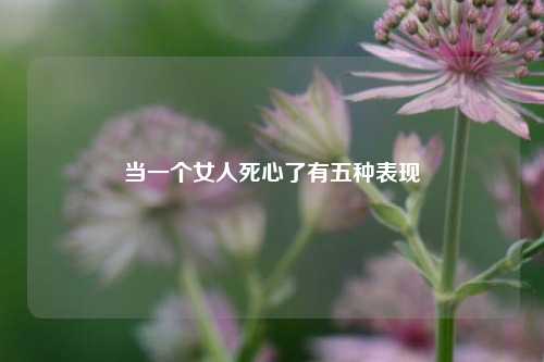 当一个女人死心了有五种表现