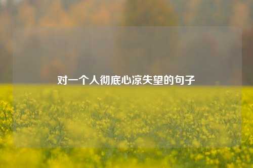 对一个人彻底心凉失望的句子